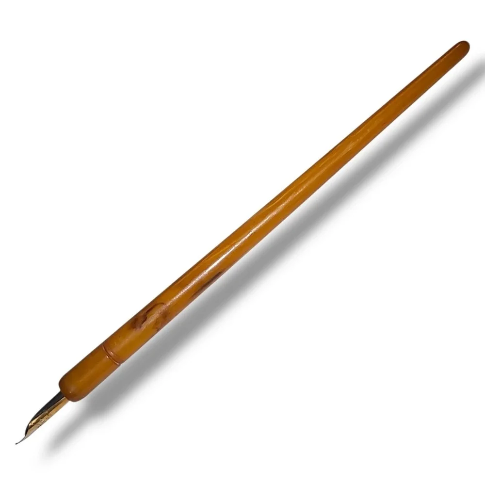 Vintage Butterscotch Bakelite Dip Pen 14 Ct Gold Plated Nib No 4 Writing Pen